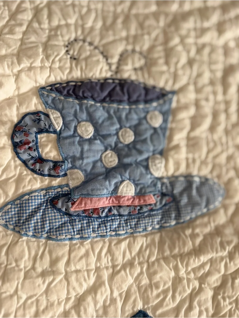 Pottery Barn Kids Pink and Blue Tea Cup & Teapot Quilt - Picture 4 of 9